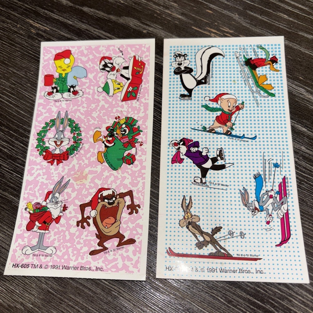 Vintage 1990's Looney‎ Tunes Warner Brothers Stickers, New Loose Sheet